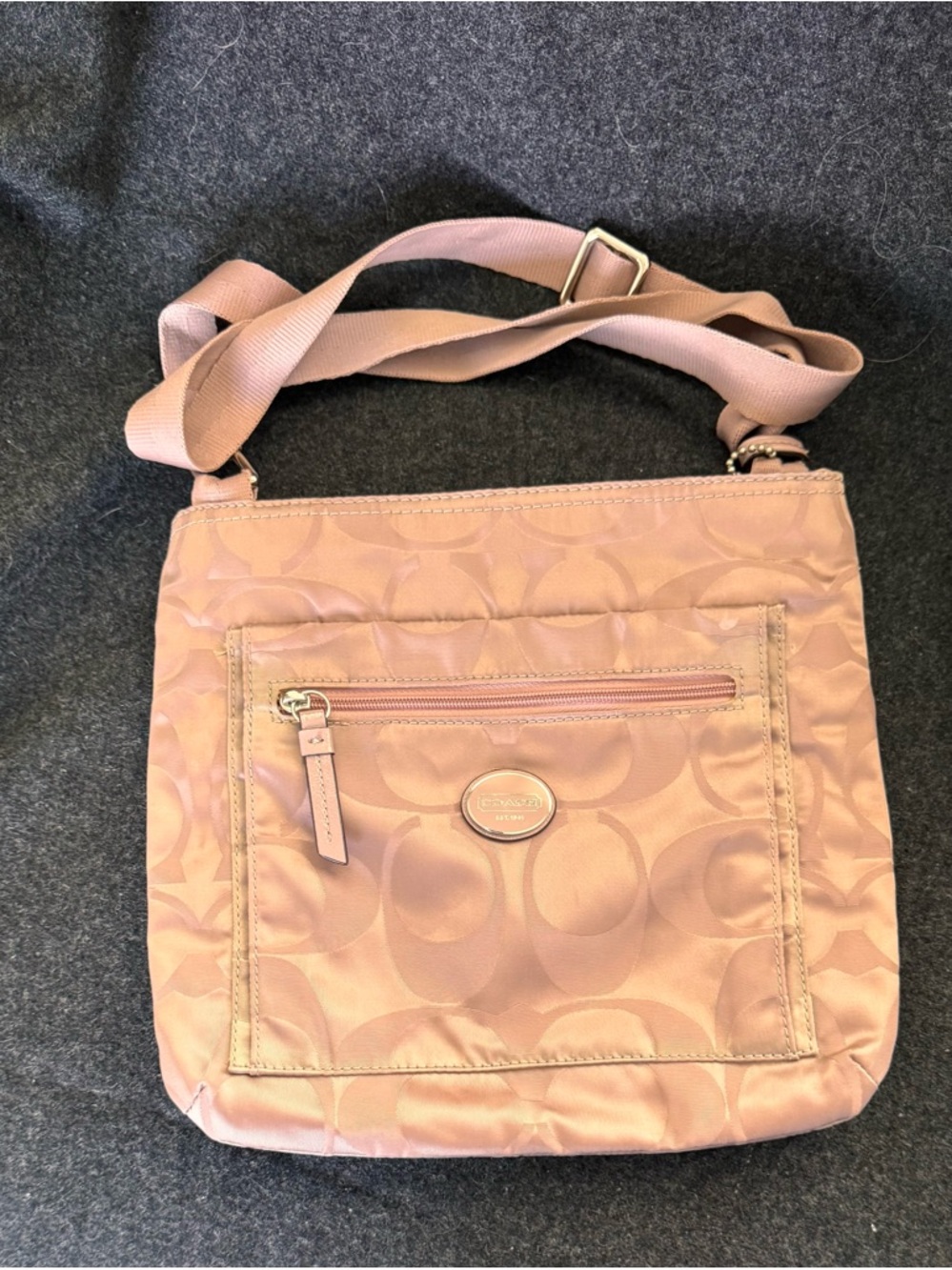 Coach Dusty Pink Signature Nylon Crossbody Bag - Picture 2 of 6